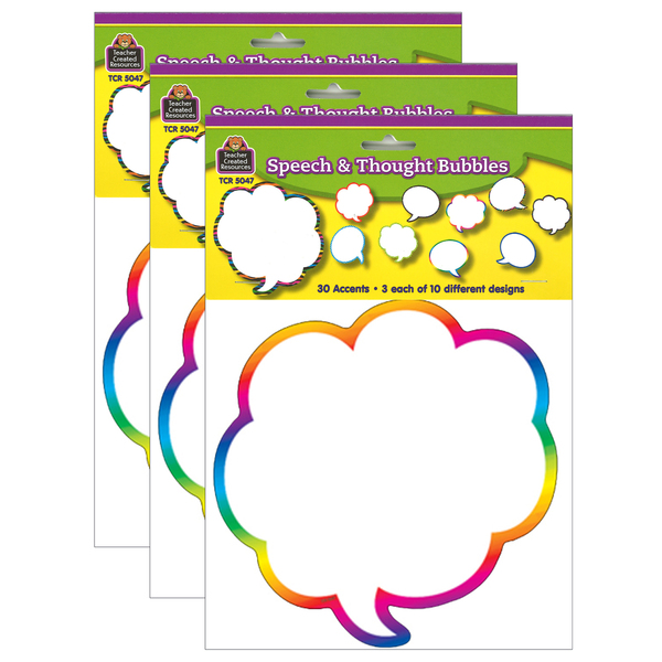 Teacher Created Resources Speech/Thought Bubbles Accents, 30 Pieces, PK3 TCR5047